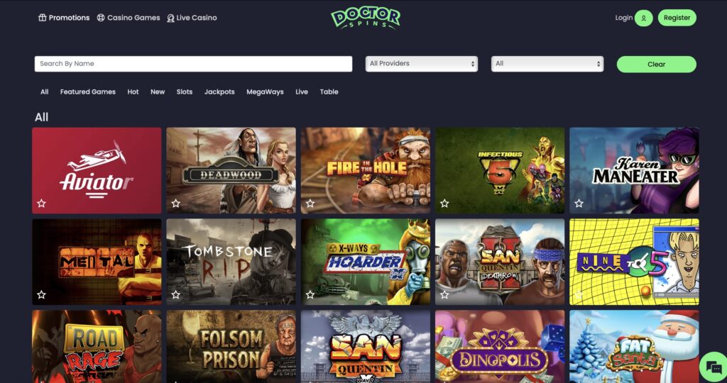 Doctor Spins casino games library