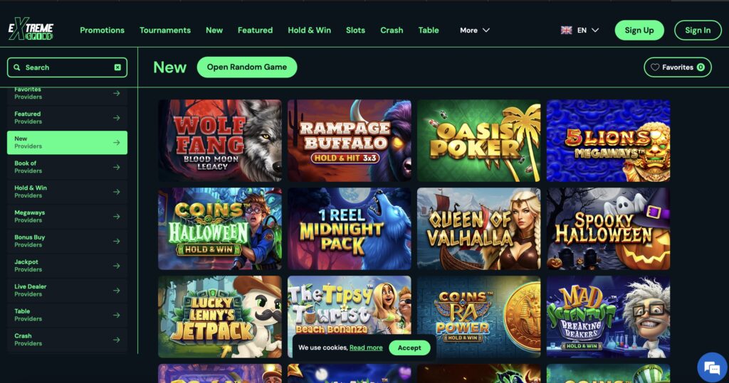 Extreme Spins casino games 