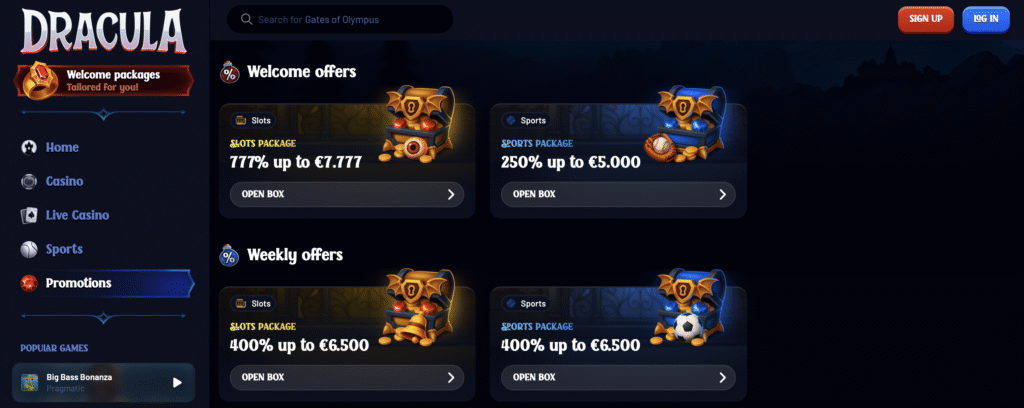 Dracula Casino Offers.